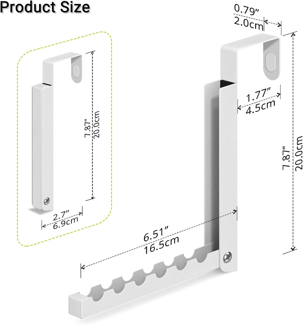 2 Pack Over The Door Hooks, 6 Hooks Foldable Door Hanger Clothes Drying Rack, Portable Space Saving Organizer for Entryway Bedroom Laundry Room Travel, White