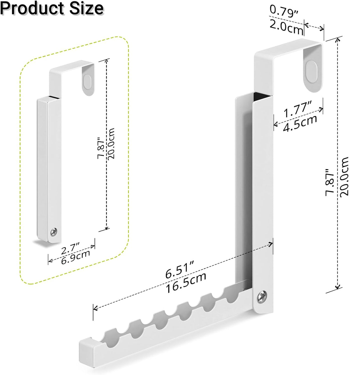 2 Pack Over The Door Hooks, 6 Hooks Foldable Door Hanger Clothes Drying Rack, Portable Space Saving Organizer for Entryway Bedroom Laundry Room Travel, White
