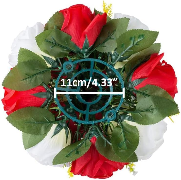 10Pcs Artificial Rose Balls for Centerpieces (Red & White)