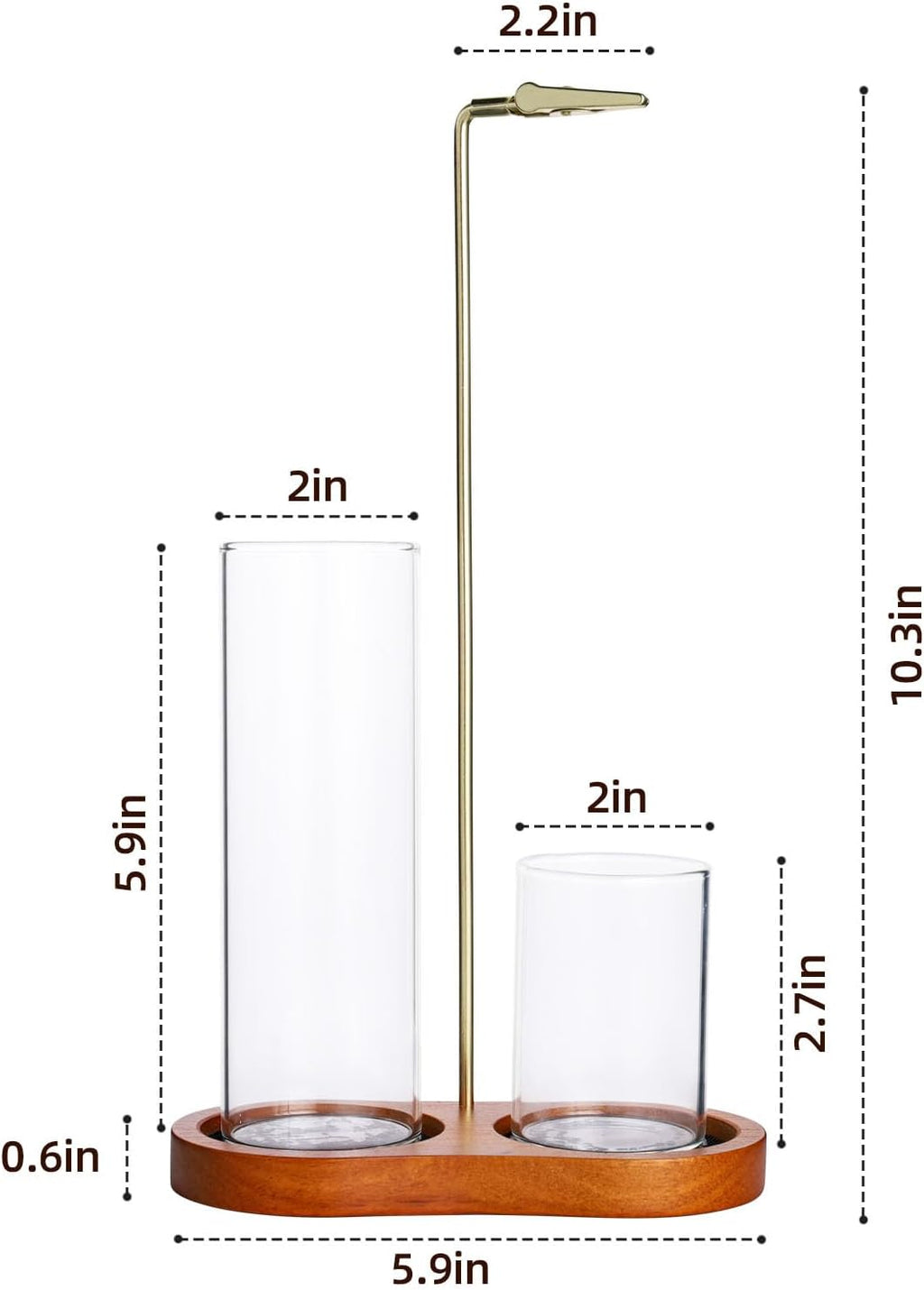 2-in-1 Wooden Incense Holder with Stable Anti-Tip Dual Glass Cups