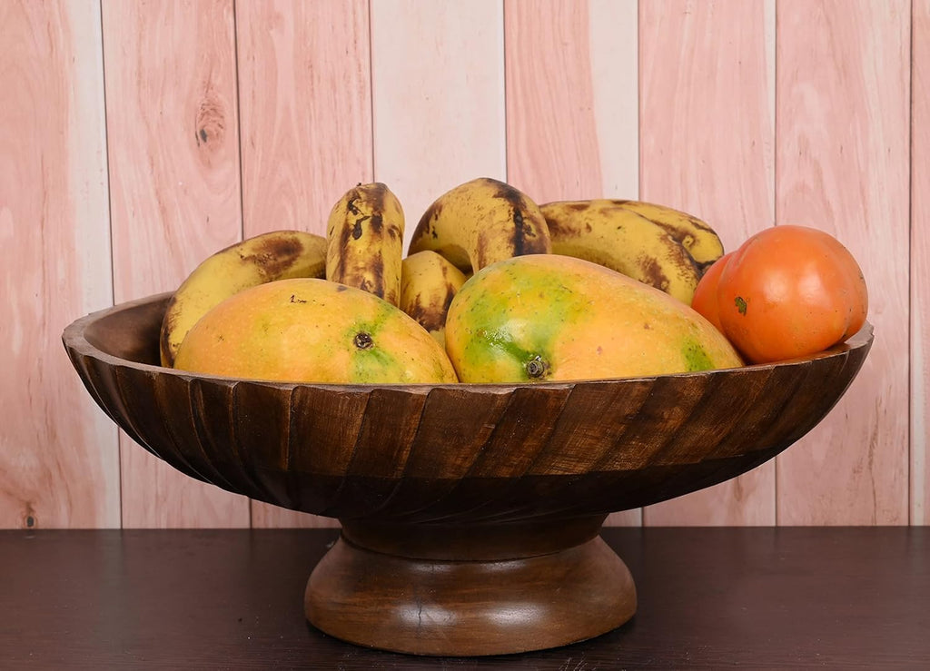 Fruit Bowl Wooden Fruit Bowl for Kitchen Counter for Home Decor or Decorative Fruit Bowl for Table (12" X 12'" X 4.75")