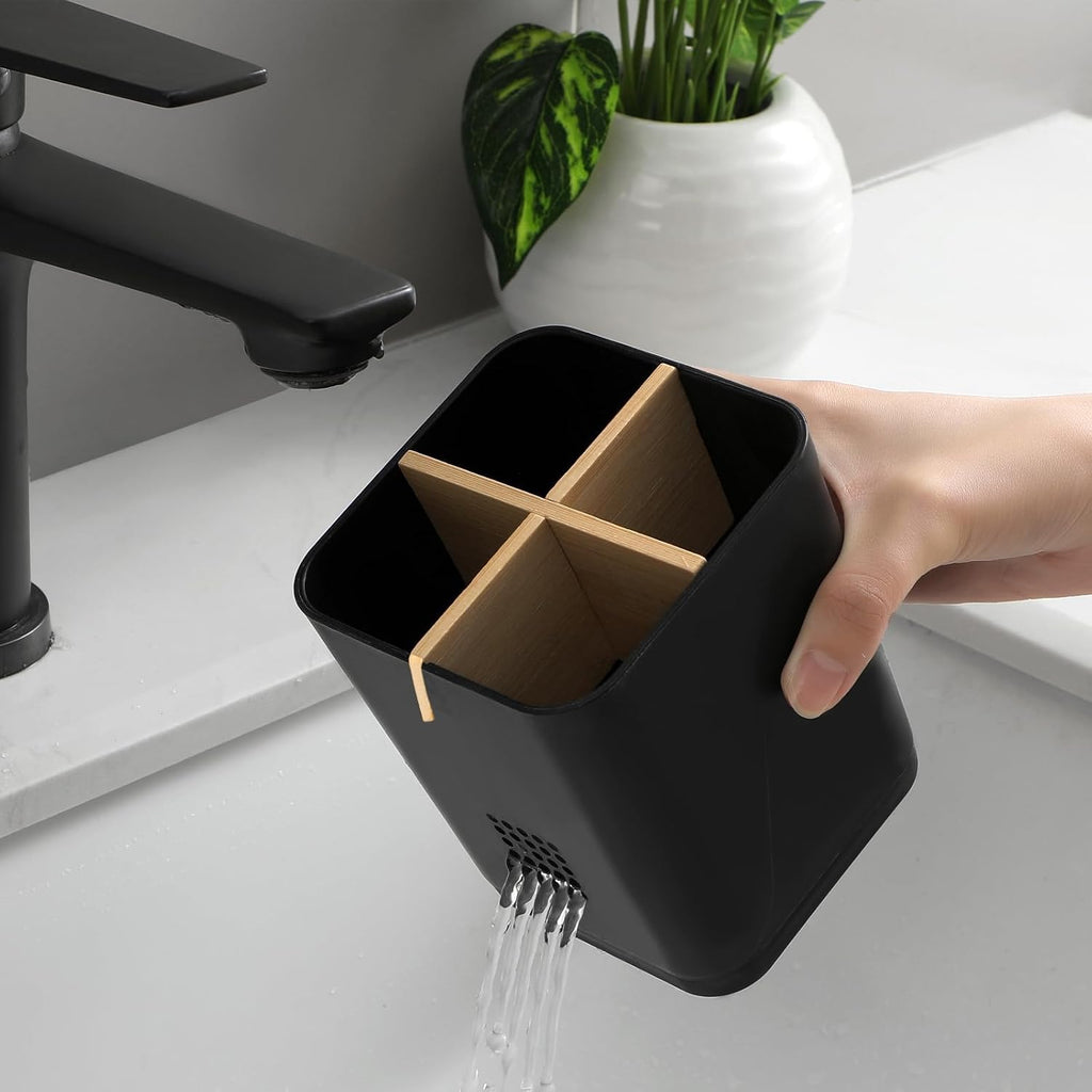 Electric Toothbrush Holder Tooth Brush and Toothpaste Organizer, Black