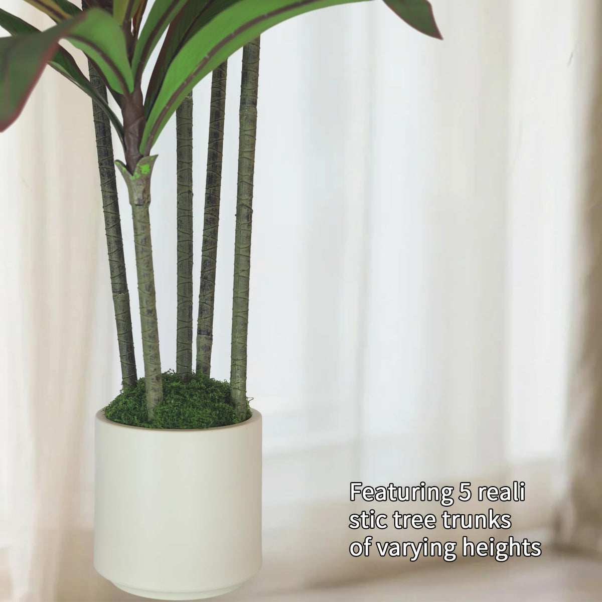5FT Artificial Red Dracaena Tree: Faux Red Leaf Indoor Floor Plant