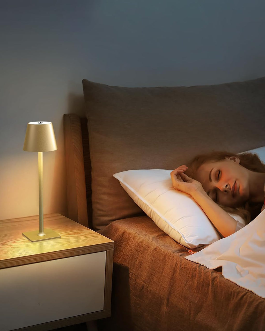 Fizrice Rechargeable Table Lamp Cordless Battery Operated, Gold 2 Pack
