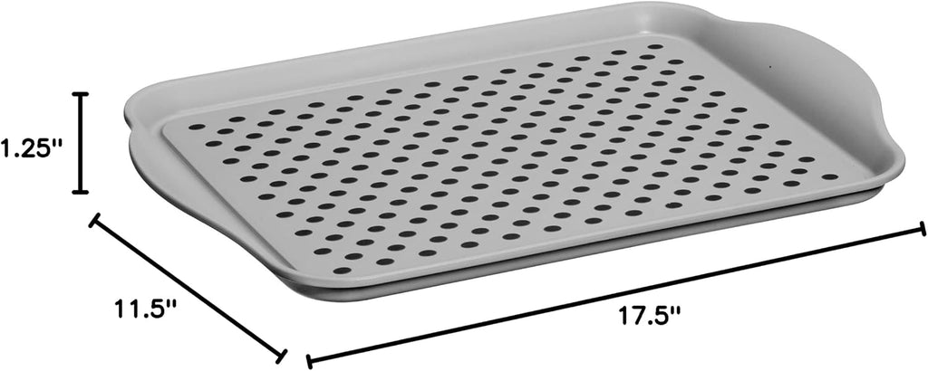 OGGI Anti Slip Serving Tray with Handles- Gray Rectangle Tray - Ideal Tray for Eating, Breakfast Tray, Food Tray, Appetizer Tray, Serving (Pack of 3), 5504.10