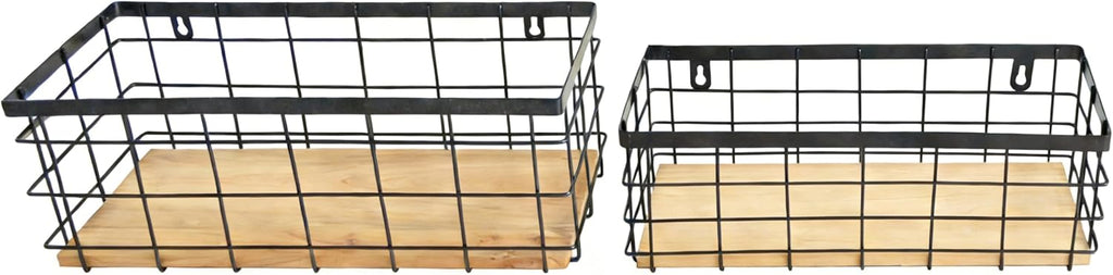 ShabbyDecor Metal Wire Basket for Kitchen Cabinets,Pantry,Bathroom,Set of 2