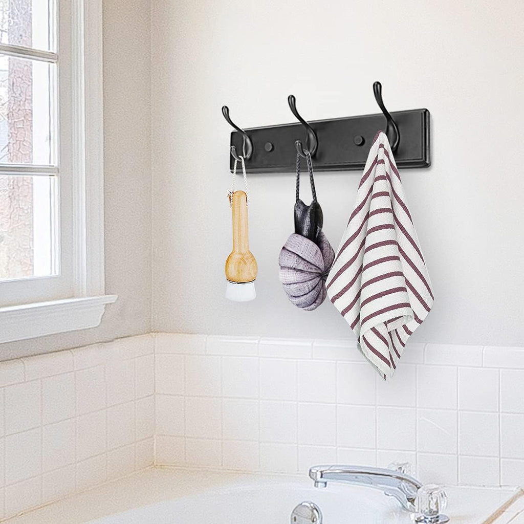 Badiano Heavy Duty Wooden Coat Rack, Wall-Mounted Organizer, 14 Inch, Black
