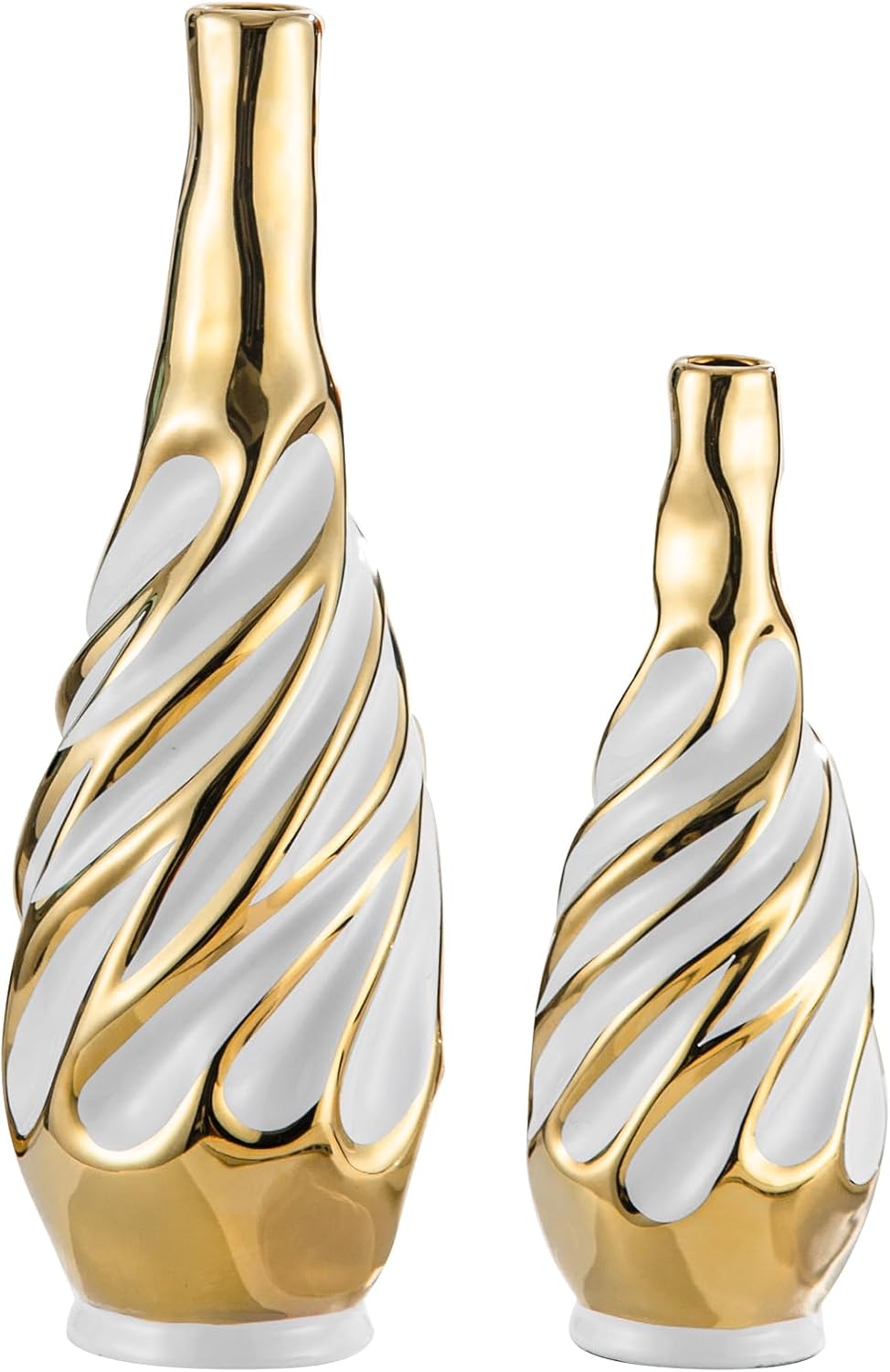 Yundu Gold with White Vase Set of 2