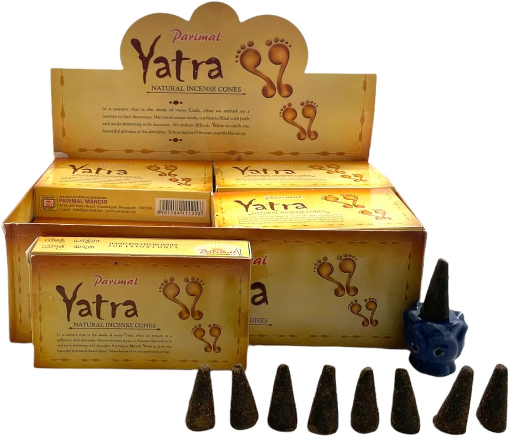 Govinda Incense Cone Holder Bundle with Parimal Yatra Natural Incense Cones - 120 Cones
