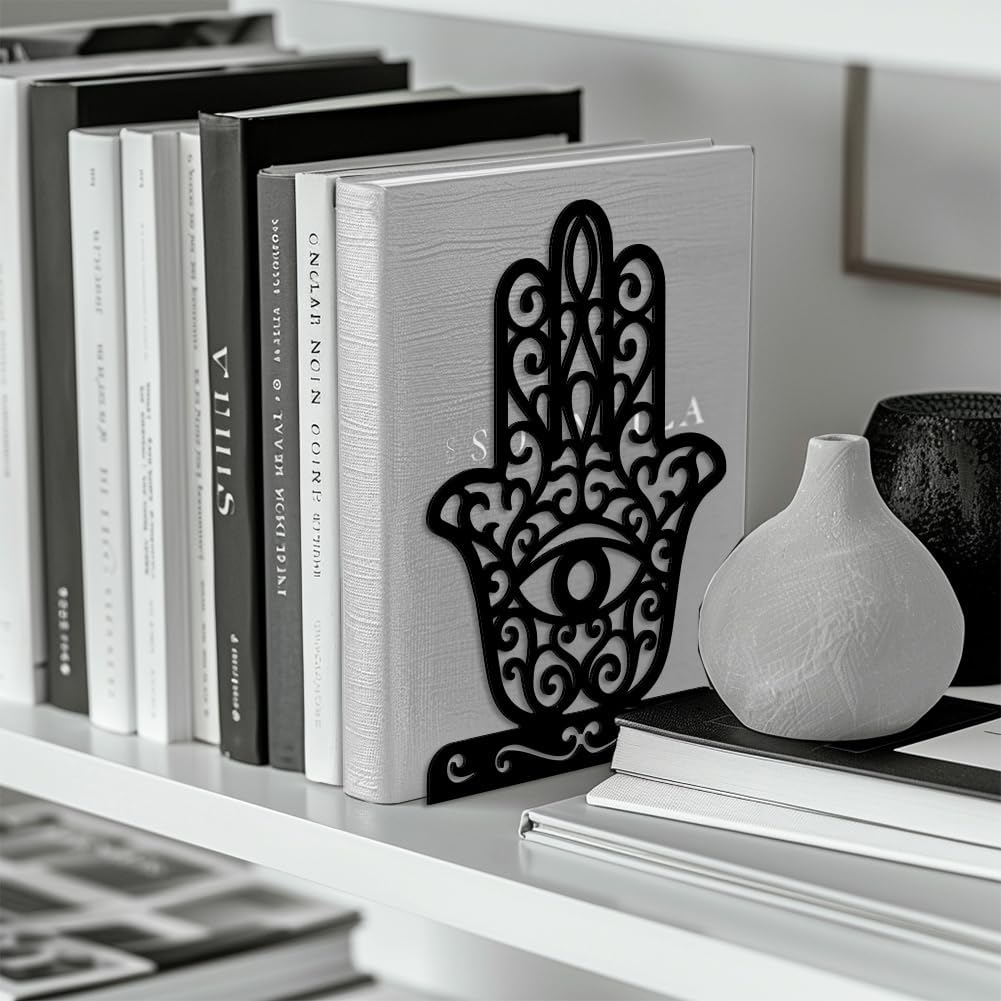 Peacoblue 5.3"x4.3"x7.9" Metal Bookends, Heavy Duty Book Ends for Shelves