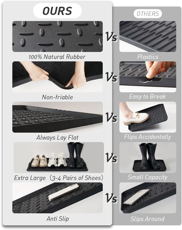 SUPENUIN Extra Large Boot Tray 48 Inch Boot Storage Heavy Duty Rubber Mats for Floor Waterproof Shoe Mat Tray for Entryway Multi Use Shoe Rug 16x47.5 Inches