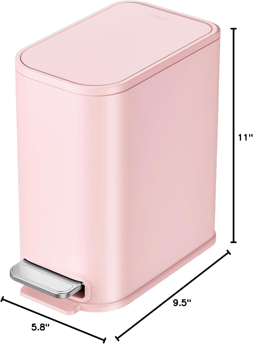 Cesun Small Bathroom Trash Can with Lid Soft Close & Pedal, 1.3 Gal, Pink