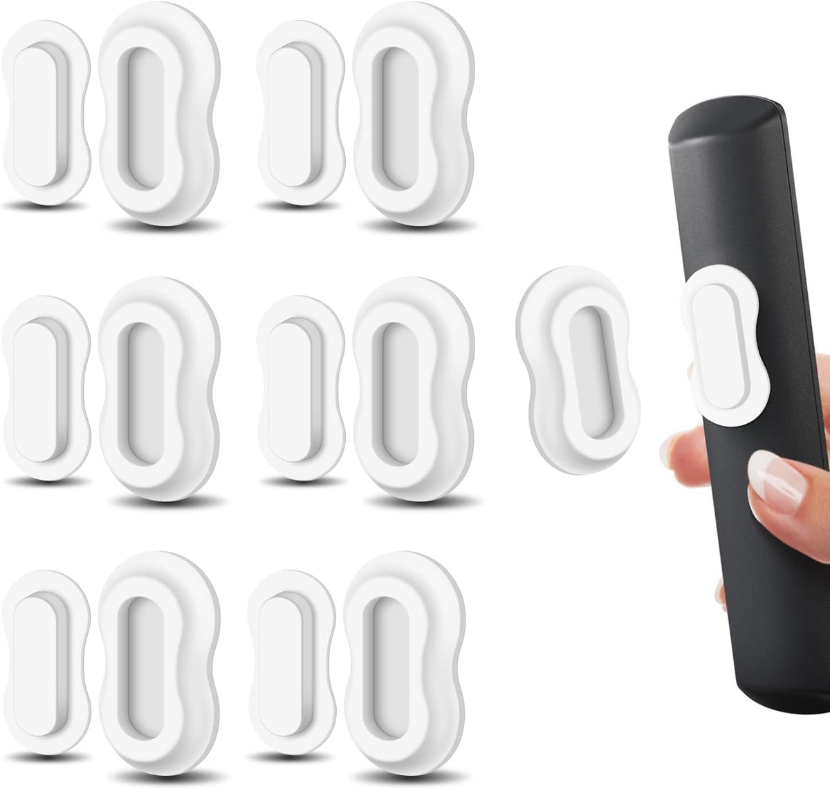 HOTEC 6 Pack Magnetic Remote Control Holder Wall Mount, Upgraded No Drill Self-Adhesive TV Remote Organizer, Universal Storage for TV, Fan, AC, Media & RV Accessories, White
