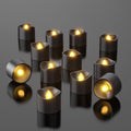 Black LED Tea Lights, 12pcs Battery Operated Tealights Flickering Flameless Votive Candles with Realistic Warm White for Birthday Themed Party Home Halloween Christmas Decorations