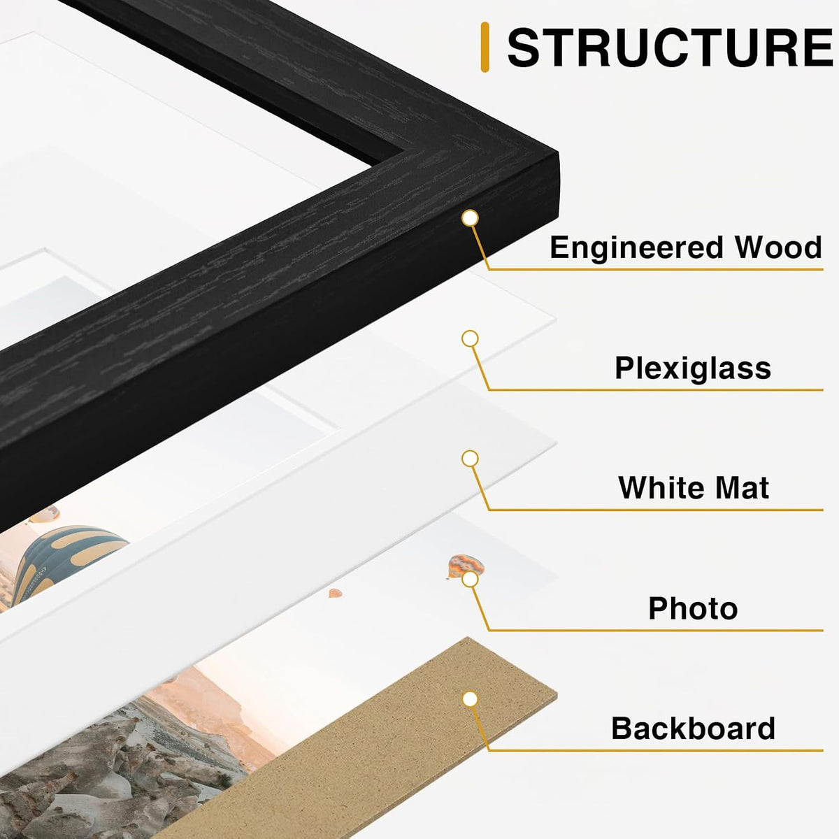 Vittanly 20 Pack Gallery Wall Frame Set, Black, Walnut Brown, Dark Grey