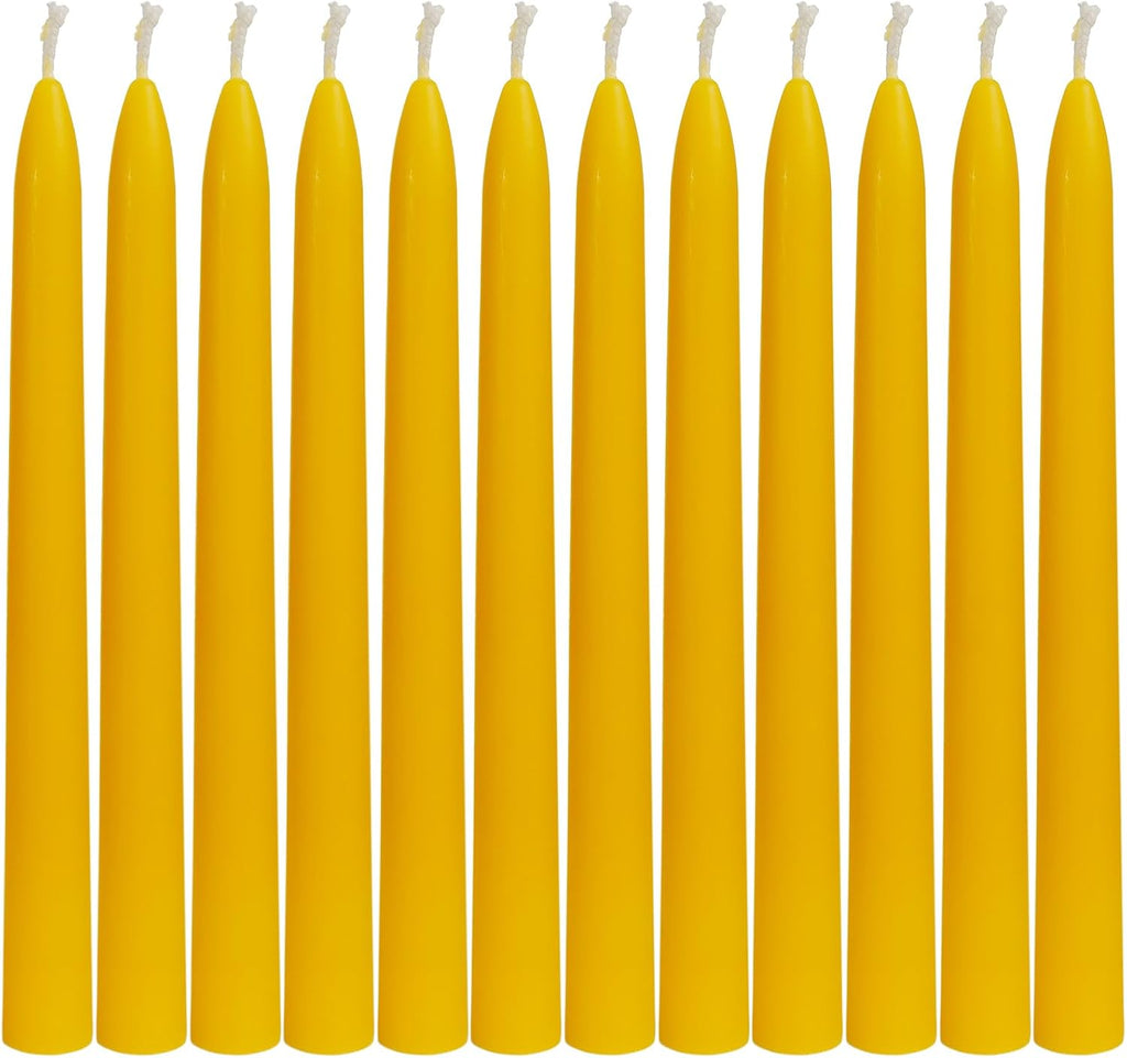 DEYBBY Beeswax Taper Candles, Clean Burning, Natural, 9 Inch, Set of 12