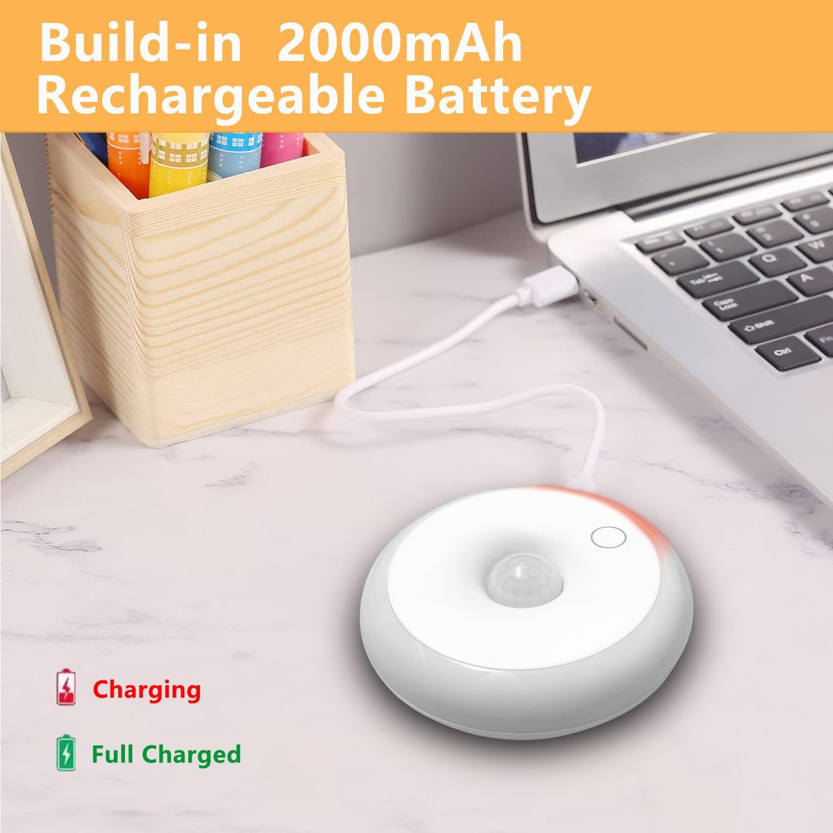 WADERA Rechargeable Motion Sensor Night Light, Motion-Activated NightLight
