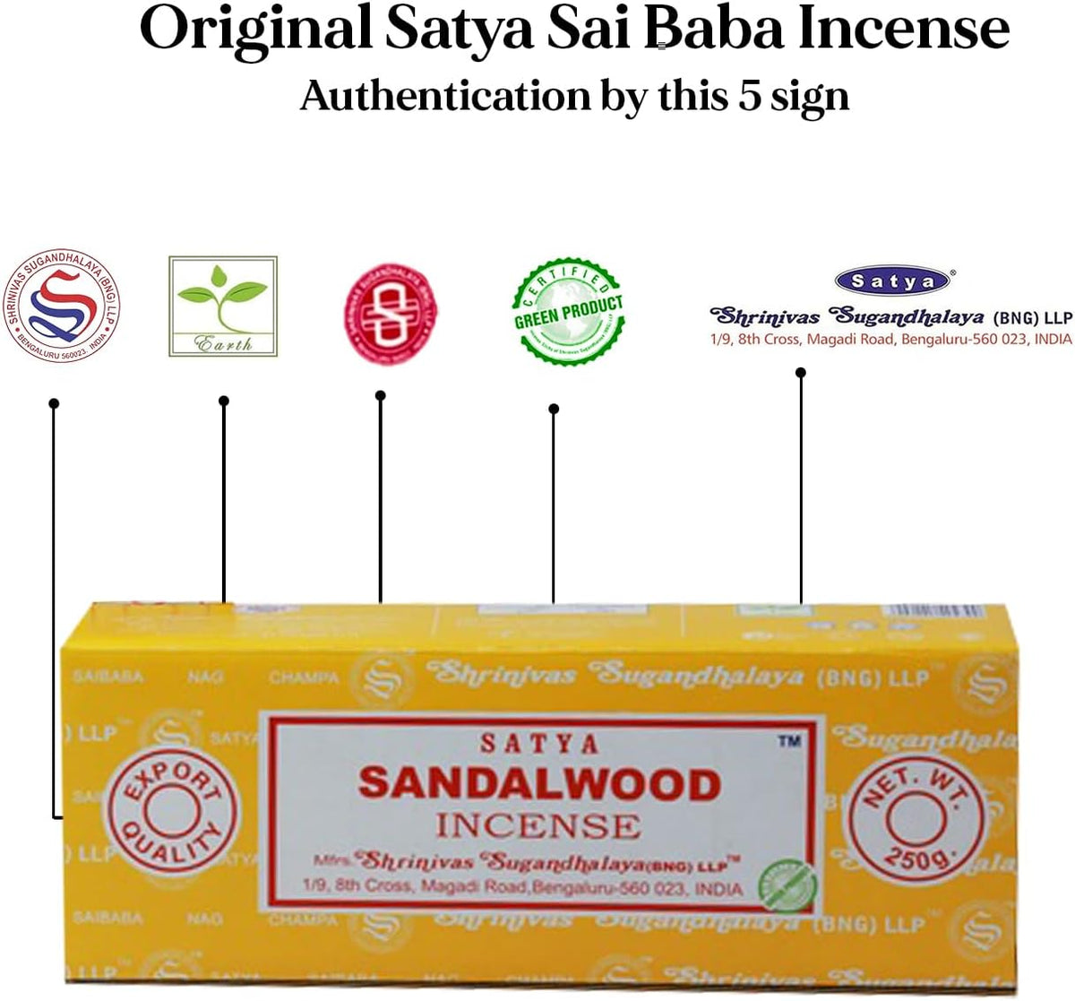 Satya Sai Baba Satya Sandalwood 250 gm Incense Sticks with Free Vedic White Sage Natural Incense Cones (Agarbatti Box 250 Grams All Sticks for Refinement, Concentration and Serenity)