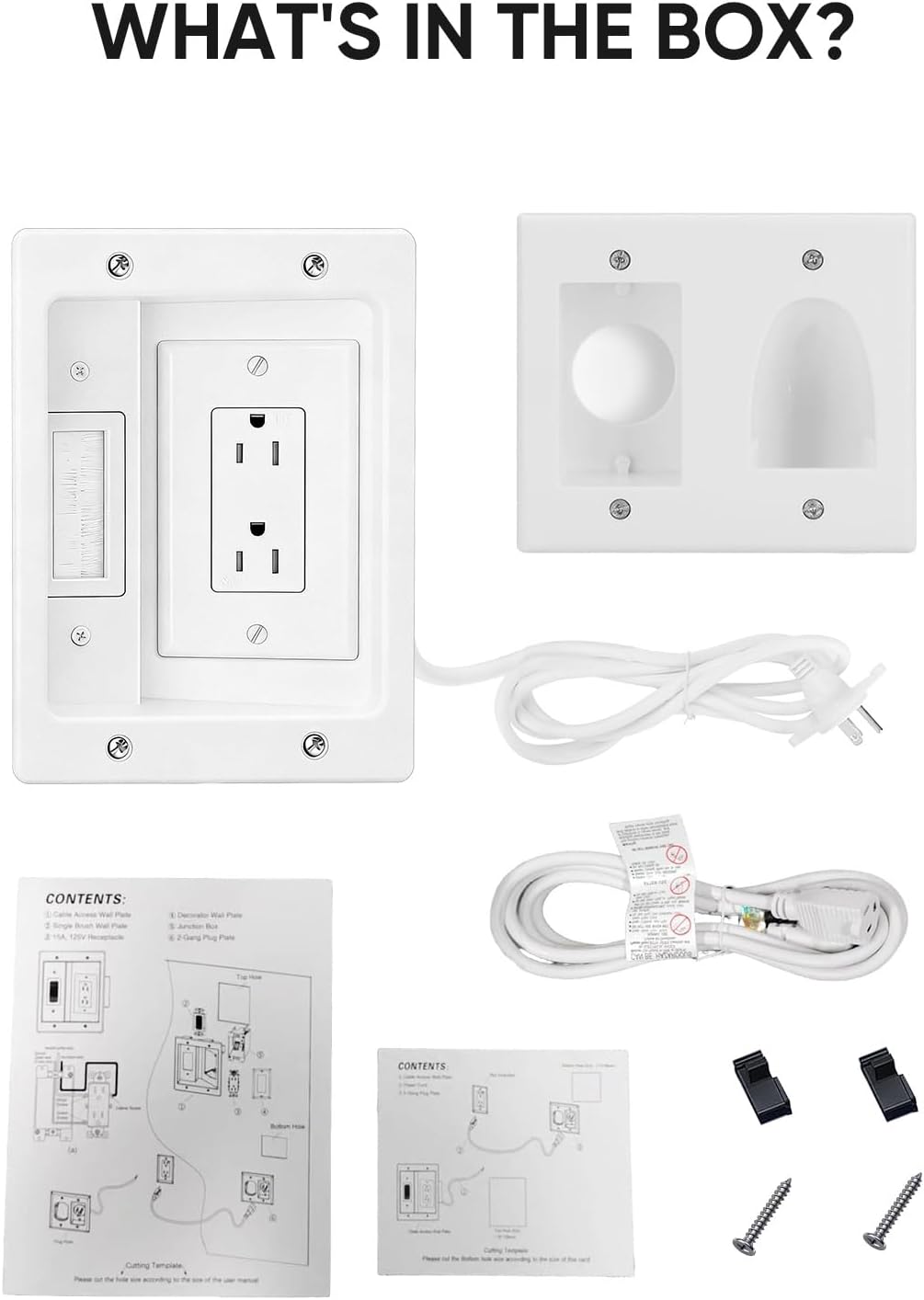 FORGING MOUNT in-Wall Cable Management Kit or Power & Low Voltage Cords, Cord Hider for Wall Mount TV with AC Outlets, Includes 6ft Extension Cord, Drill Templates