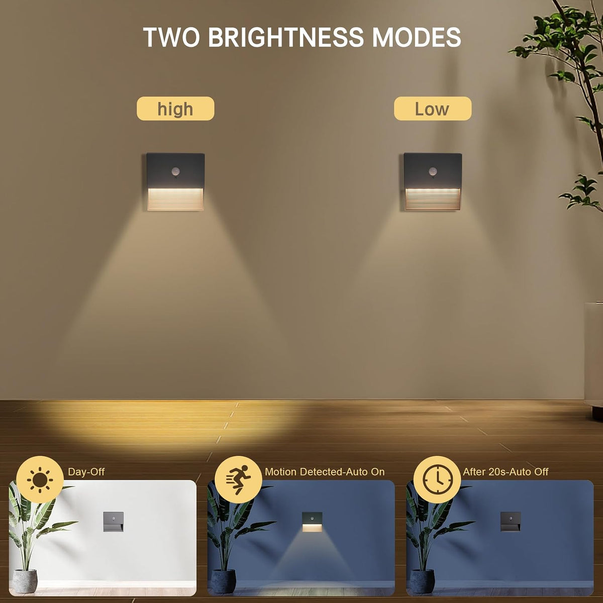 rechargeable battery night light motion sensor light indoor Warm White stair lights night light motion sensor stick on lights, Adjustable Brightness for Wall, Stairs, Cabinet, Hallway (1 Pack)