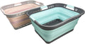 SAMMART 42L (11 Gallon) Collapsible Plastic Storage Basket - Foldable Pop Up Storage Container - Portable Laundry Organizer - Space Saving Hamper (Pink+Lake Green, 42L (Style A))