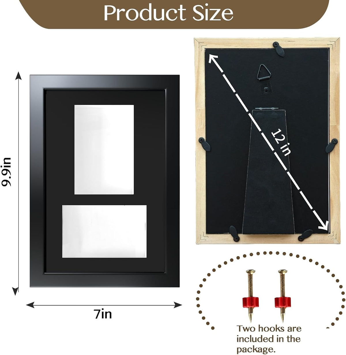 Cassette Tape Display Frame for Standard Case and Tape, Black Flocked EVA