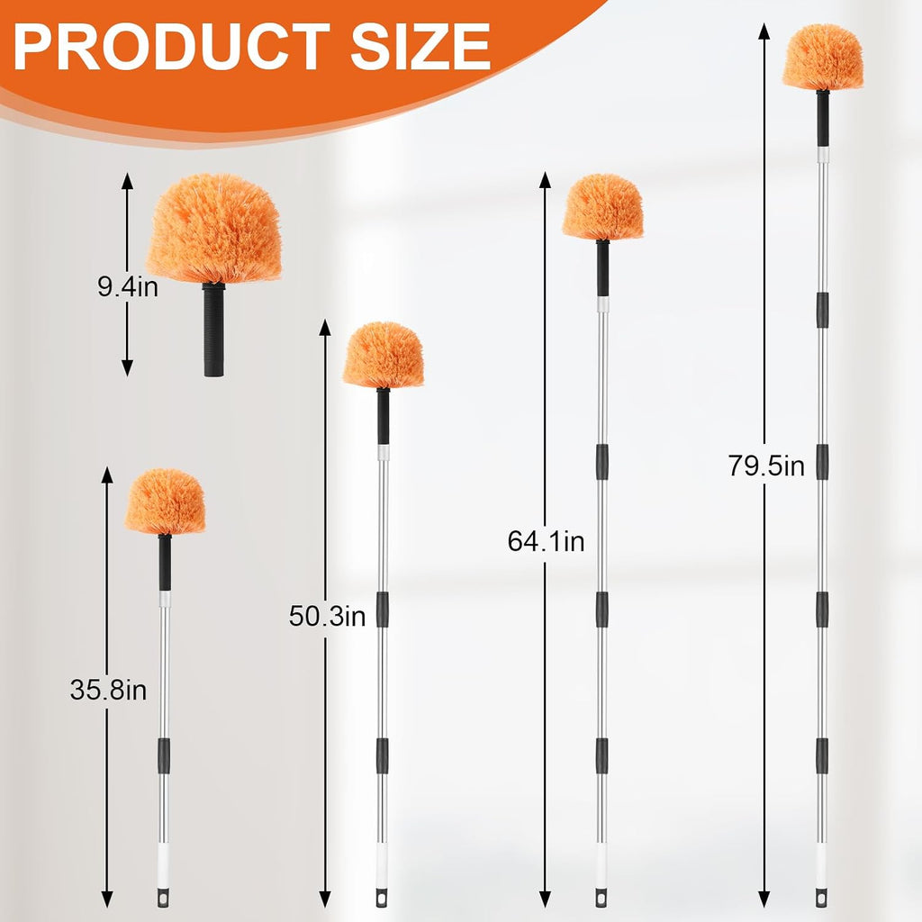 Cobweb Duster with Extension Pole, 6 FT Stainless Steel Adjustable Duster