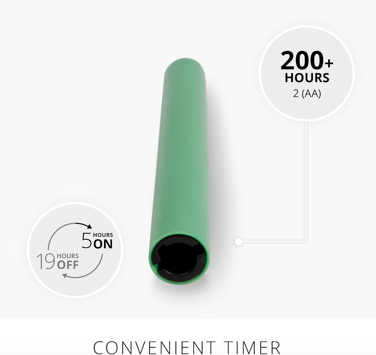 Luminara Flameless Candle Taper (1" x 9.5") Melted Top Real Wax Unscented Remote Ready Timer (Vibrant Green)