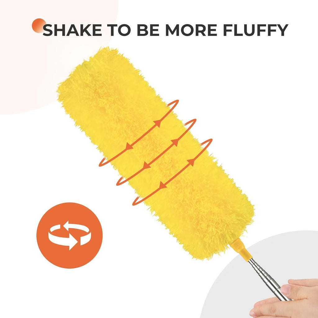 Microfiber Feather Duster, High Ceiling Fans with 30-100 Inch Pole, Yellow