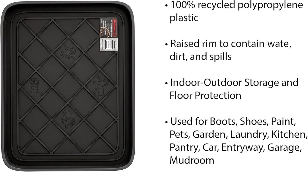 Stalwart Indoor Outdoor Boot Trays, Black, 19.75" x 15.5", 2-Pack