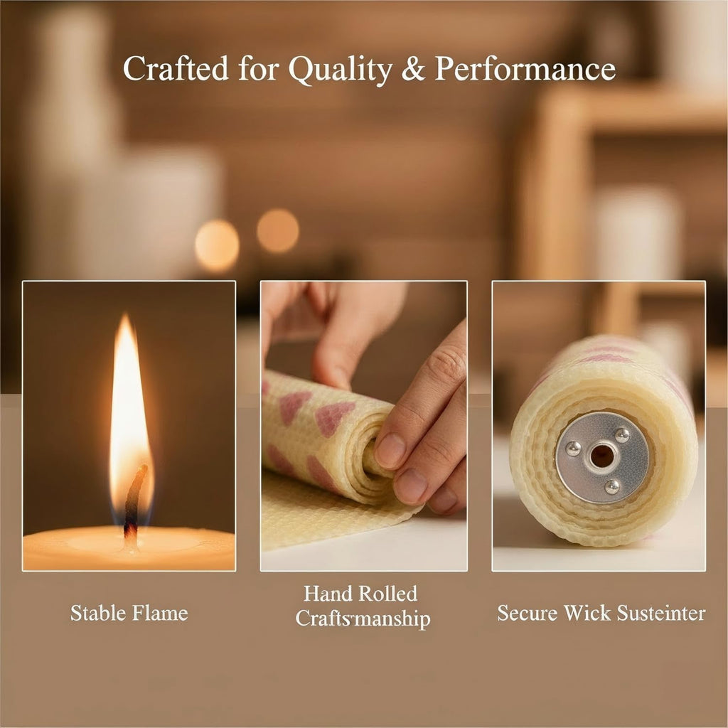 Hand Rolled Beeswax Pillar Candles 2 Packs, Non Toxic Beeswax Candles-70 Hours Long Burning, Organic Emergency Bees Wax Candles for Home, Paryer, Parties, Unscented Dripless Smokeless Candles, 2x4in
