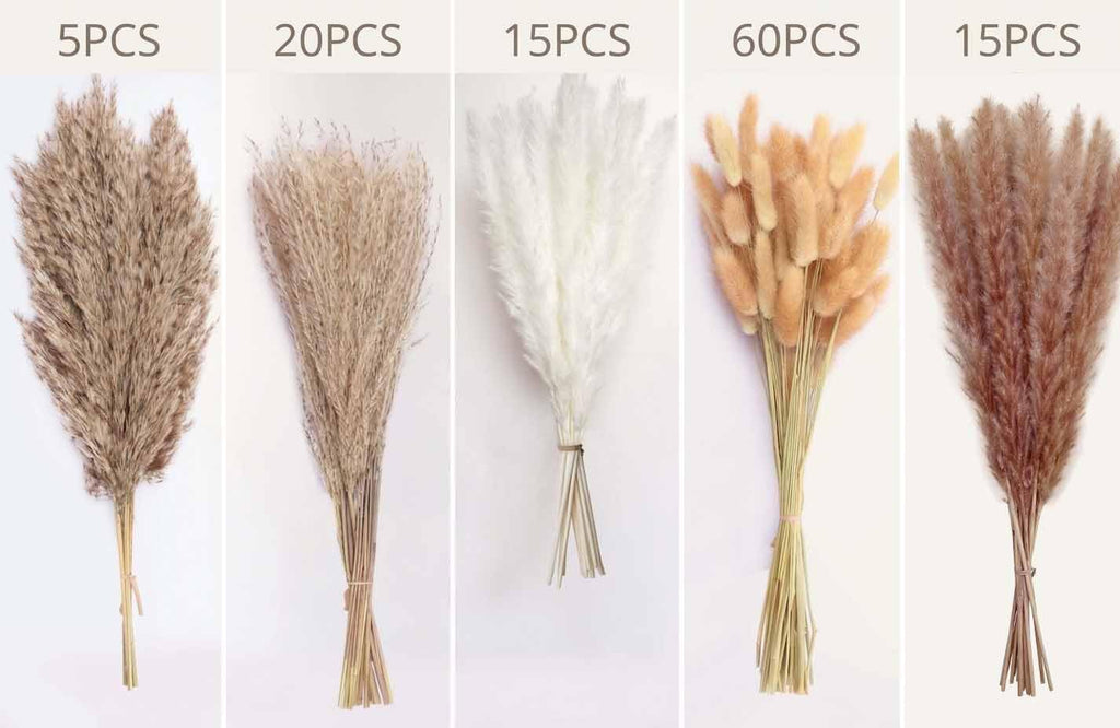 115 Stems Dried Pampas Grass, Natural Boho Table Decor Length 17"