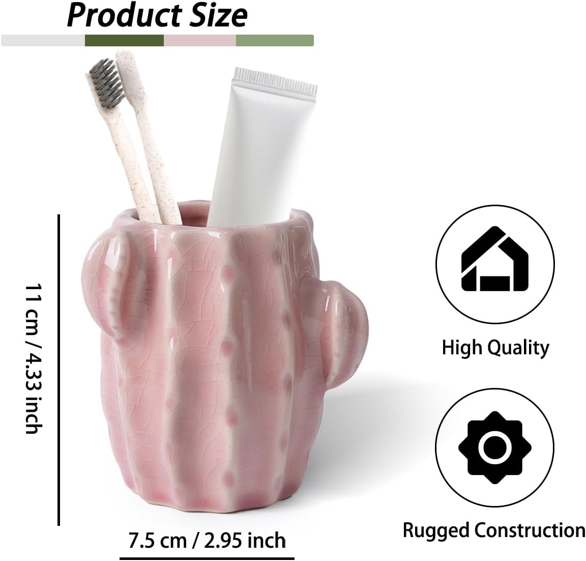 Cactus Toothbrush Holder,Western Stable Ceramic Pink Toothbrush Holder