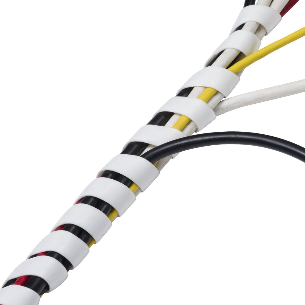 D-Line Cable Management Box (Small) & Cord Spiral Wrap (8.2ft Length) - White