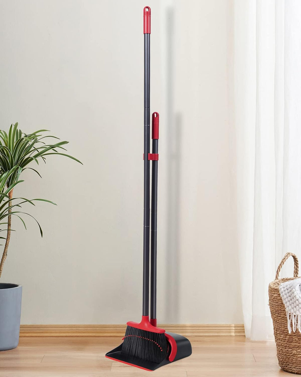 Broom and Dustpan Set, 52’’ Adjustable Handle Broom with Dustpan Combo Set