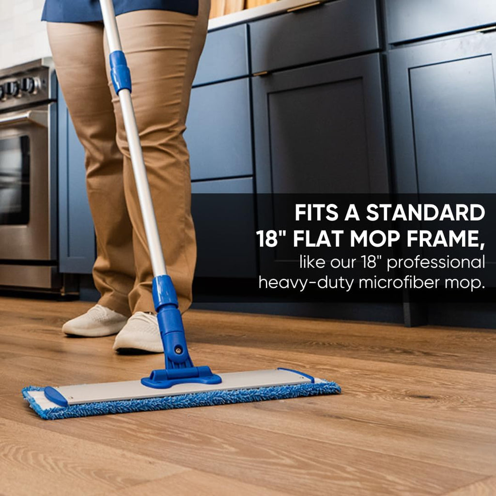 Microfiber Wholesale 18" Absorbent Microfiber Wet Mop Pad - Reusable, Machine Washable, Refills (2 Pack)