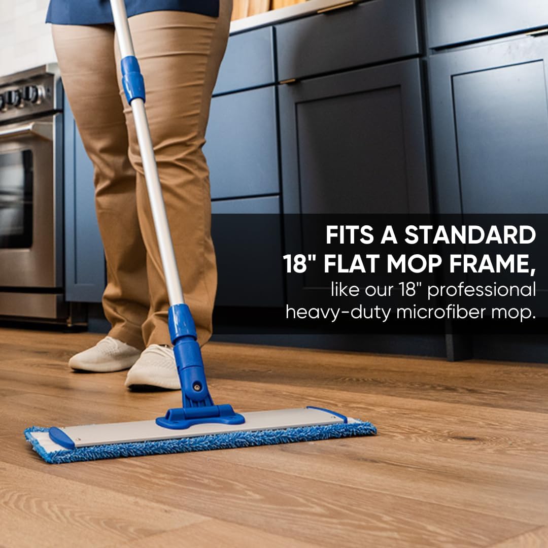 Microfiber Wholesale 18" Absorbent Microfiber Wet Mop Pad - Reusable, Machine Washable, Refills (2 Pack)