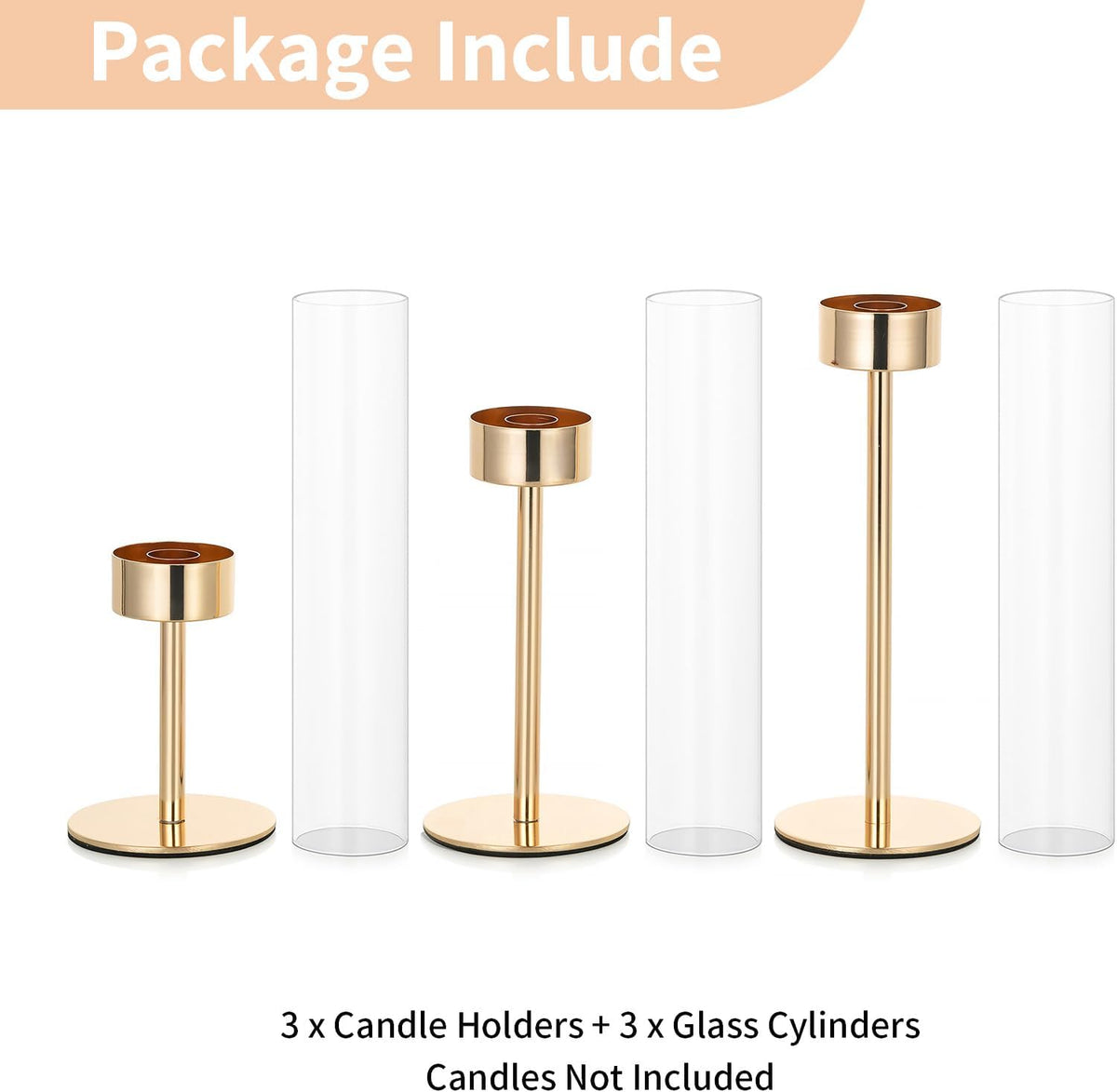 NUPTIO Hurricane Candlestick Holders for Centerpiece, Taper Candle Holders