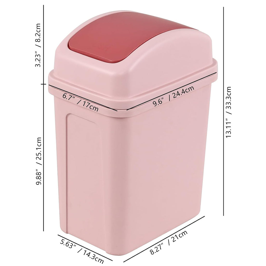 1.8 Gallon Plastic Swing Top Lid Trash Can, Small Garbage Can Pink