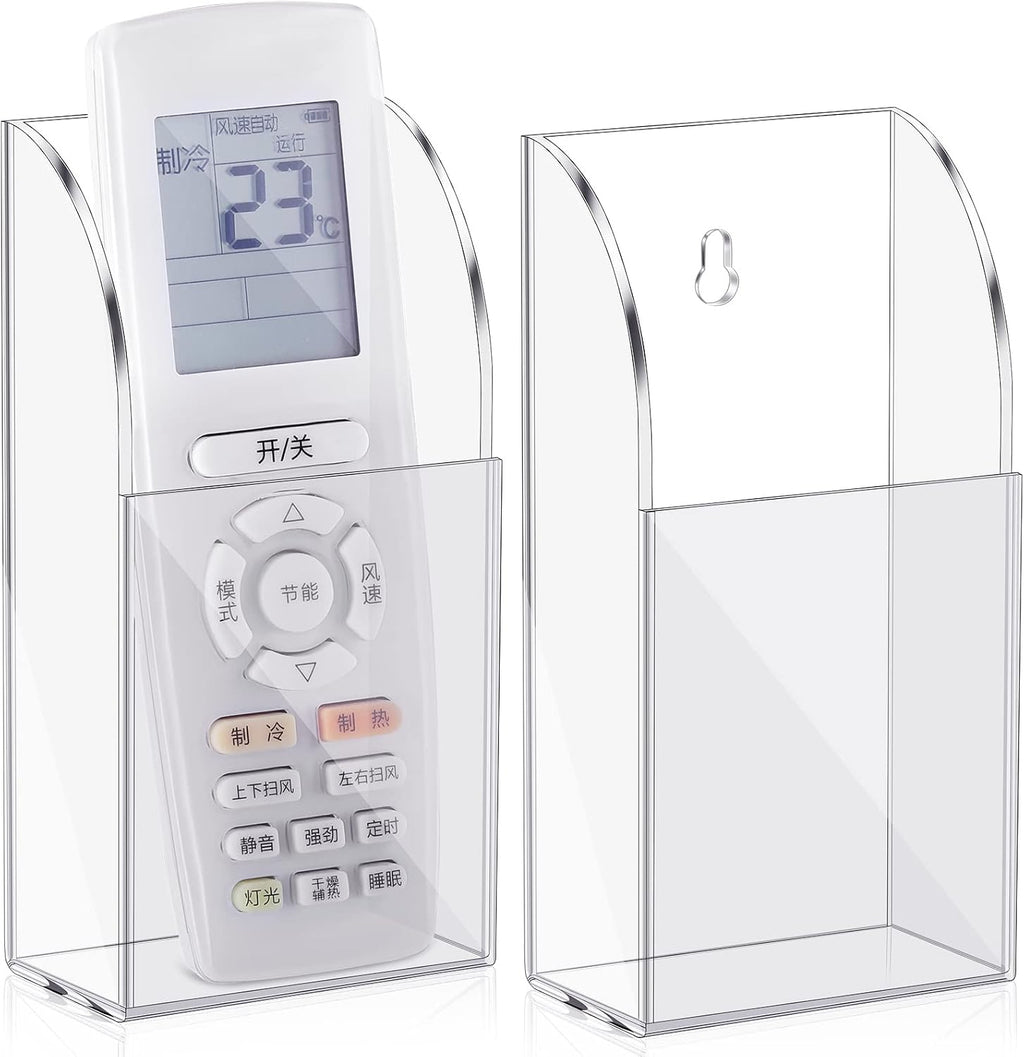 TaoBary 2 Pack Wall Remote Control Holder, Clear Acrylic Organizer null
