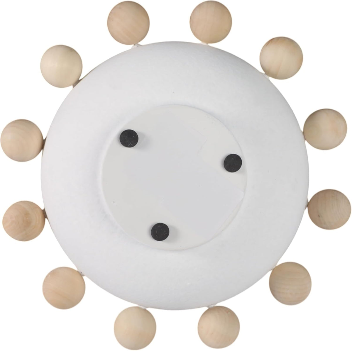 Decorative Bowl for Home Decor – Modern Wood and Metal Accent with Sculptural Wooden Knobs, Casual Catch-All Bowl for Keys, Jewelry, or Potpourri Display on Entryway Table or Console – 13", White