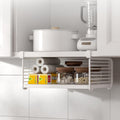 Under Cabinet Organizer, 12.2" Slide Out Storage Basket, Metal Wire Hanging Rack for Kitchen Pantry, Closet, Office, Bathroom, Space Saving White Metal Shelf, White-1 Pack
