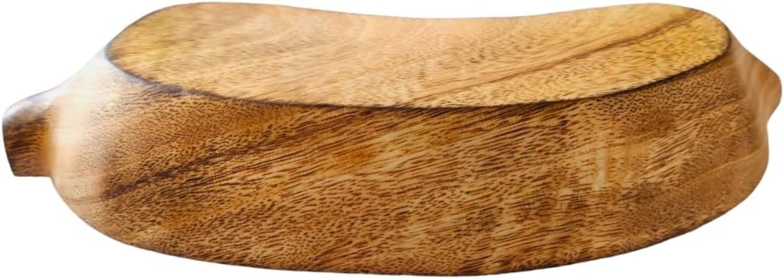 Carved Wood Bowl 10" Long Brown Banana Fruit Shaped Tray Plate - Handcrafted Functional Collectibles Wooden Crockery for Serving Candy Nuts Desserts Fruits Accent Décor Gifts