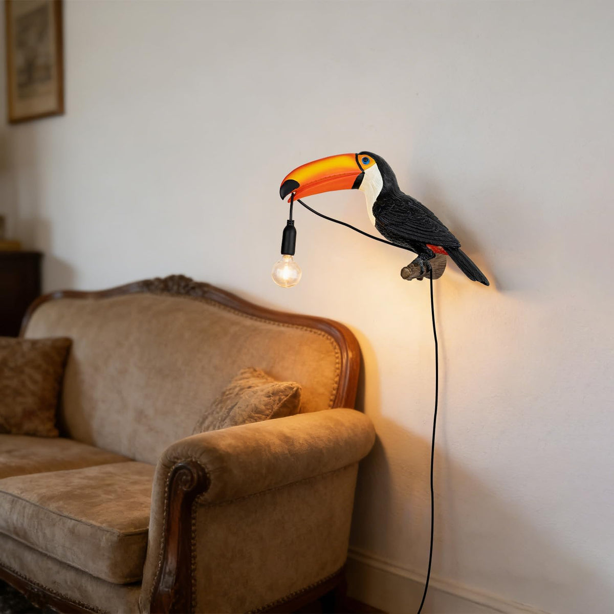 NorDiem Right Toucan Plug-in Wall Sconce,Resin Bird E12 Bulb,Boho Decor