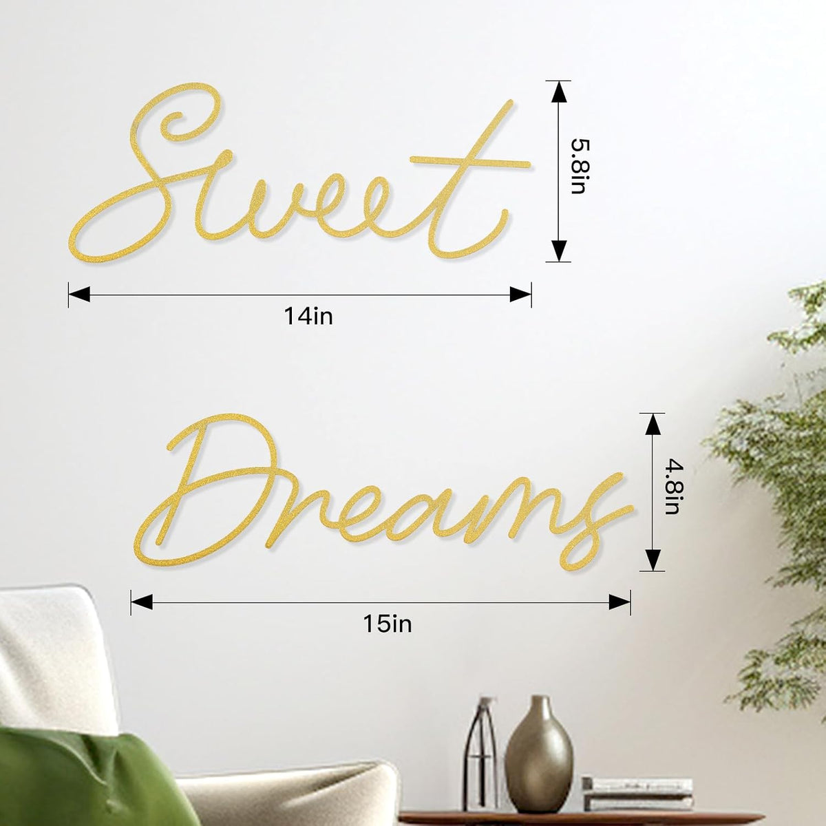 Zzbakress Sweet Dreams Wall Decor Above Bed, Metal Bedroom Above Bed Wall Decor, Rustic Farmhouse Bedroom Wall Hanging Signs Wall Art Decor for Women (Gold, Farmhouse)
