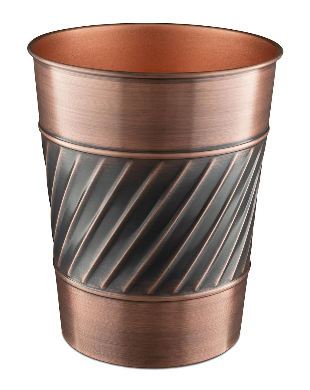 Monarch Abode Metal Bathroom Trash Can – Waste Basket for Bedroom, Office Desk, & Dorm, Handcrafted Wave Embossed, Durable Decorative Antique Copper Small Trash Can Bathroom Garbage Bin Wastebasket
