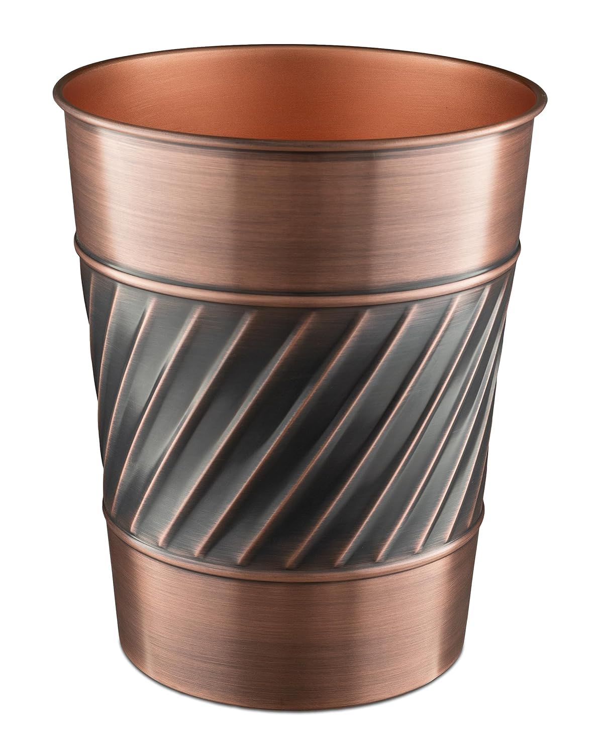 Monarch Abode Metal Bathroom Trash Can – Waste Basket for Bedroom, Office Desk, & Dorm, Handcrafted Wave Embossed, Durable Decorative Antique Copper Small Trash Can Bathroom Garbage Bin Wastebasket