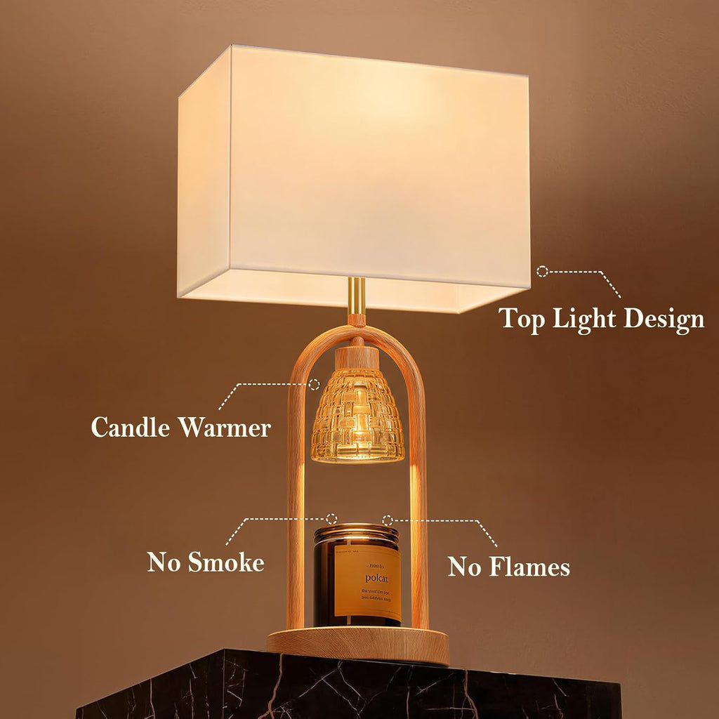 PoKat 22'' Farmhouse Table Lamps Set of 2 with Candle Warmer for Bedside
