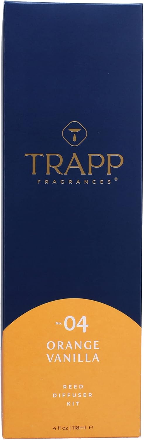 Trapp - No. 04 Orange Vanilla - Reed Diffuser Kit - 2 Sets of 12 Reeds, Scented Diffuser Oil (4 oz.), Vase - Long Lasting Scent Notes of Brazilian Orange, Tahitian Vanilla, and Tonka Bean