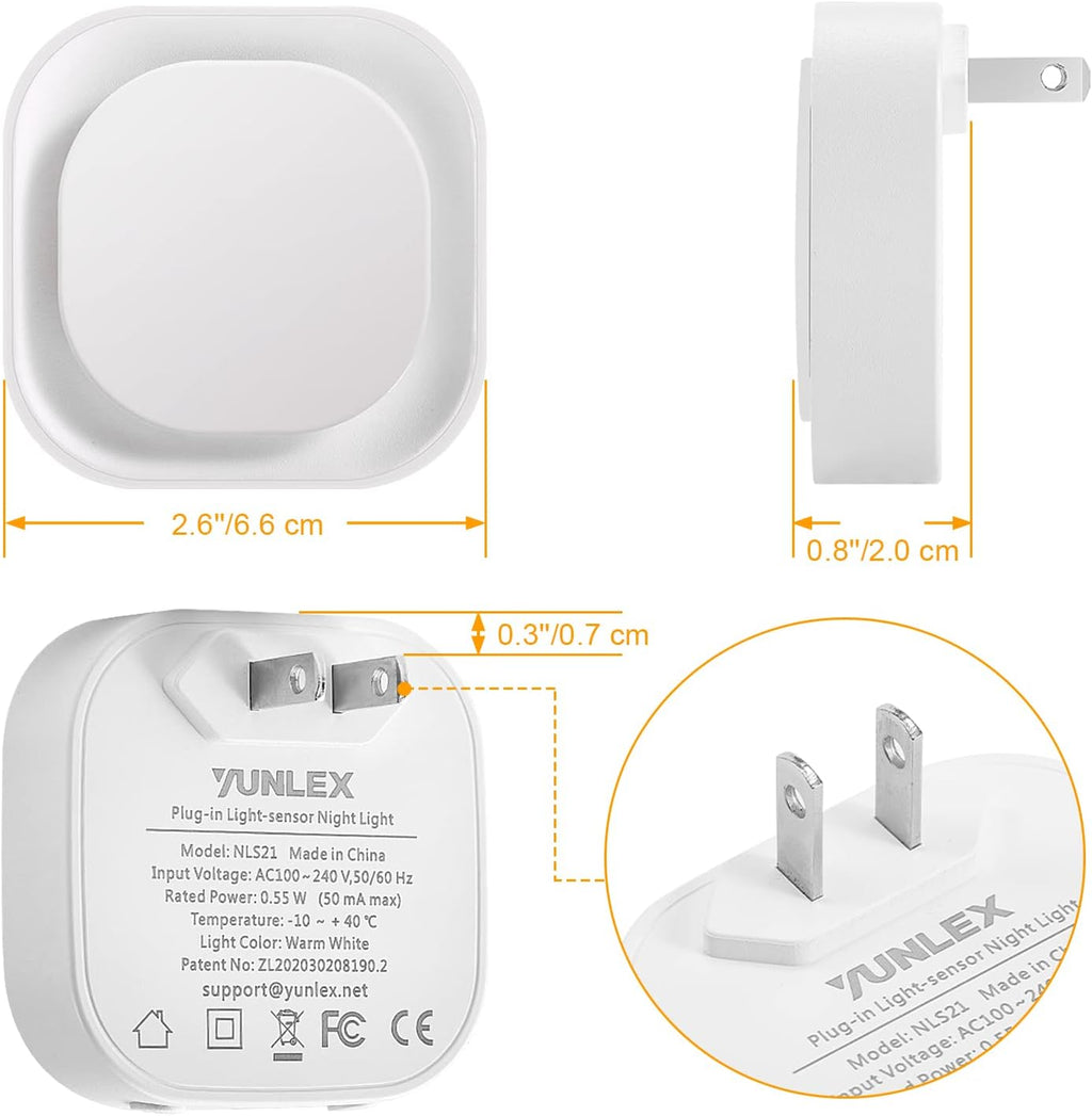 YUNLEX 2 Pack Red Night Light Plug into Wall, Dim Glow for Sleep, Eye-Care